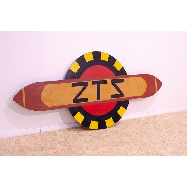 Mid-Century Modern Large ZTS Advertising Sign in Tin, 1980 For Sale - Image 3 of 16