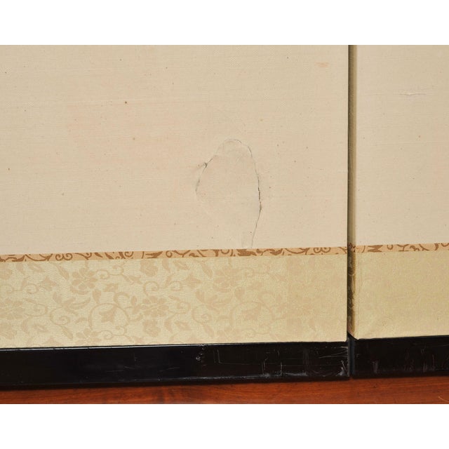 Japanese Showa Four Panel Screen Flowering Cherry Blossom For Sale - Image 10 of 18