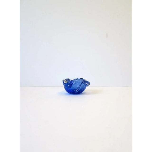 Blue Italian Murano Blue Art Glass Ashtray or Bowl For Sale - Image 8 of 11