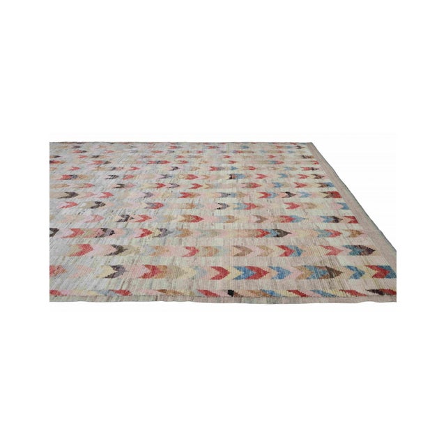 Modern Multicolor Hand Knotted Wool Rug For Sale - Image 4 of 7