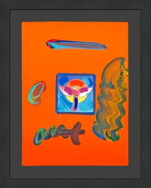 Peter Max Angel With Heart (Unique Mixed Media on Paper), 2009
