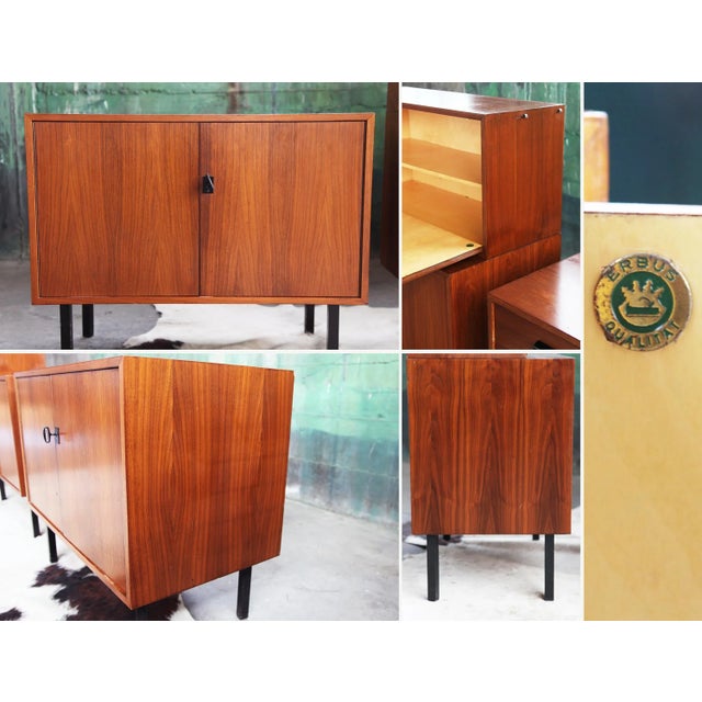 Wood 1960s Modular Mid-Century Freestanding Walnut Wall Unit with Drop Down Desk Bookshelves- 5 Pieces For Sale - Image 7 of 10