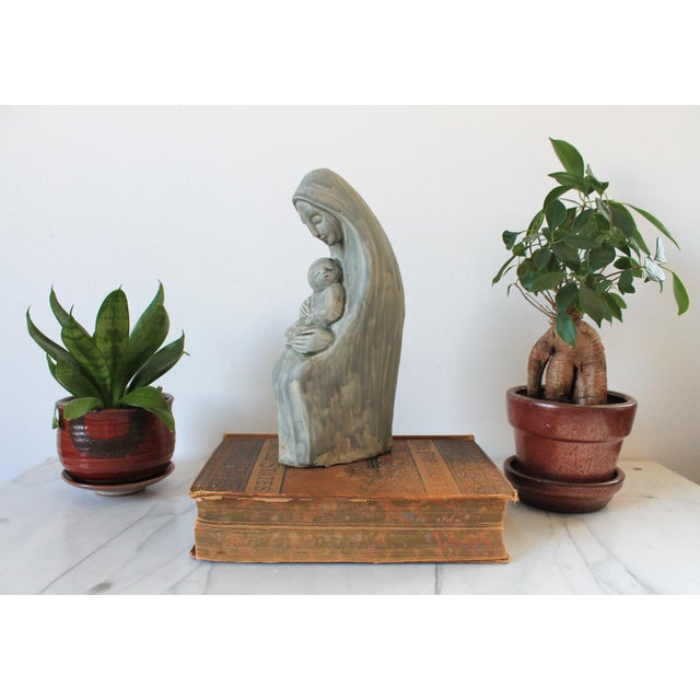 Vintage Modernist Studio Art Pottery Jesus & Mary Sculpture For Sale In Milwaukee - Image 6 of 9
