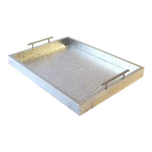 Silver Serving or Storage Tray With Handles Crocodile Alligator Style