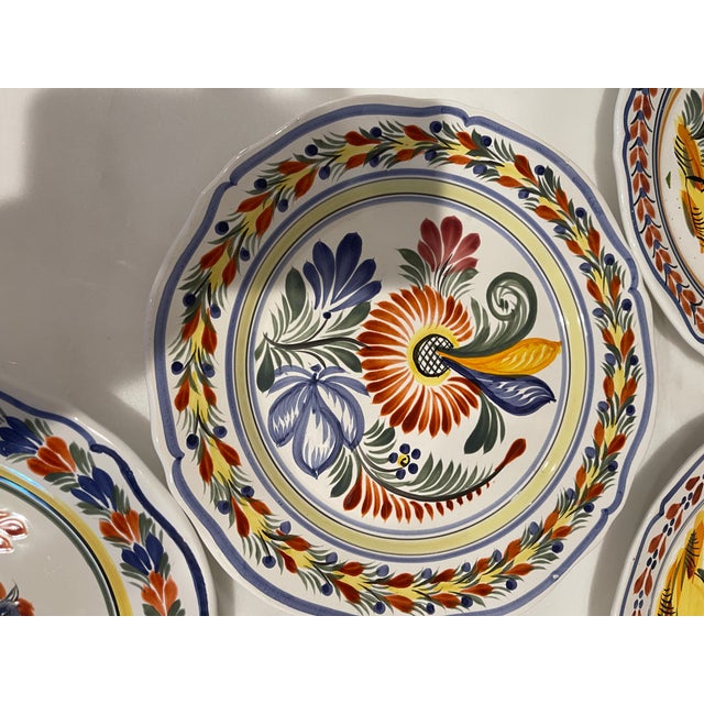1990s Henriot Quimper Ceramic Plates With French Artisan Pottery Markings - Set of 8 For Sale In Philadelphia - Image 6 of 12