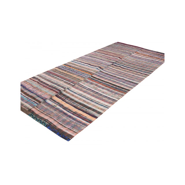 Mid-Century Modern Vintage Decorative Turkish Rag Rug - 5`3" X 12`3" For Sale - Image 3 of 6