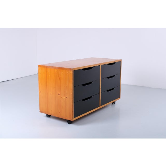 Small Sideboard with Drawers in Black and Pinewood from Ikea, 1980s For Sale - Image 12 of 14