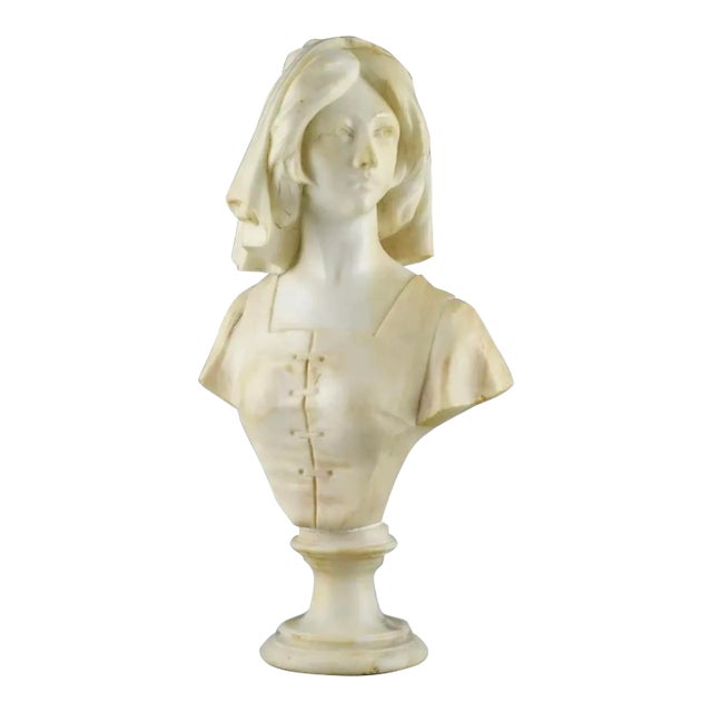 Italian Alabaster Bust of a Young Woman, Circa 1900 For Sale