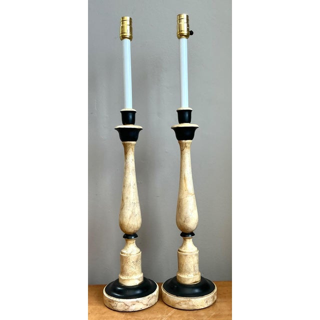 Rustic European Vintage Sarreid Candlestick Lamps - A Pair For Sale - Image 3 of 18