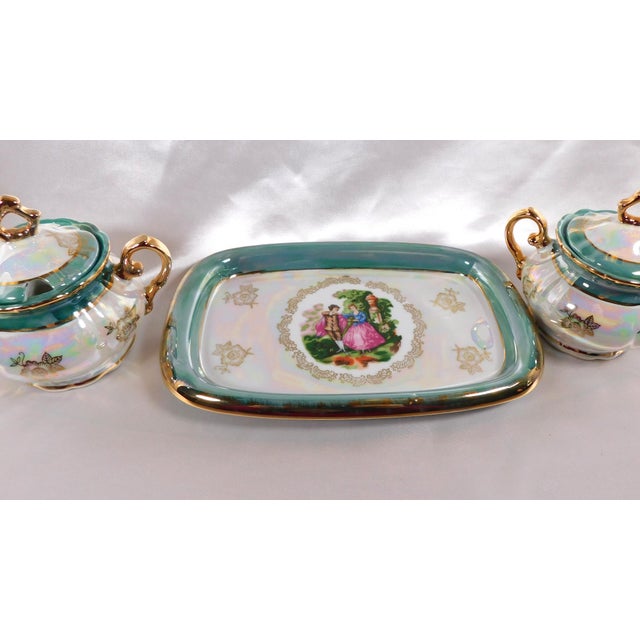 Traditional 1960s Royal Japan Serving Tray With Two Covered Sugar Bowls For Sale - Image 3 of 9