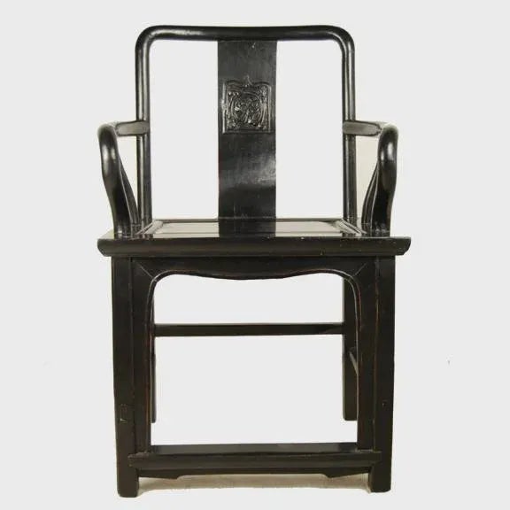 Mid 19th Century 19th Century Chinese Black Guanmaoyi Chair For Sale - Image 5 of 5