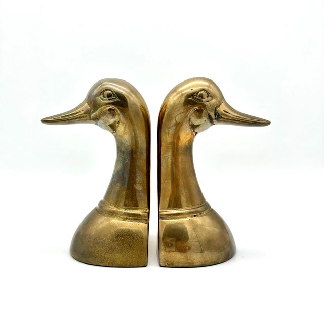 Mid 20th Century Mid-20th Century Patinated Brass Mallard Duck Bookends- Set of 2 For Sale - Image 5 of 11