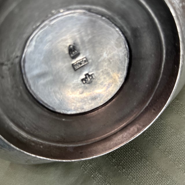 Metal 19th C. Nouveau Jugendstil Ornate Pewter Handled Basket Visiting Card Tray For Sale - Image 7 of 12