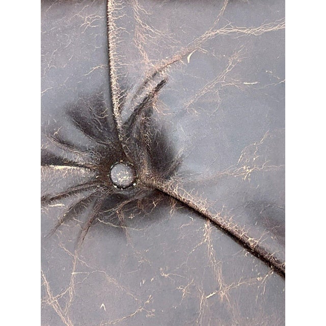 Foot Stool in Brown Leather For Sale - Image 13 of 14