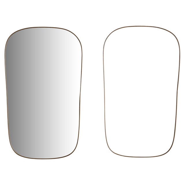 Mid 20th Century Modern Brass Mirror with Rounded Corners, France 20th Century For Sale - Image 5 of 12