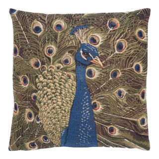 Peacock Tapestry Cushion With Feather Filler - 46x46cm (18"x18") For Sale