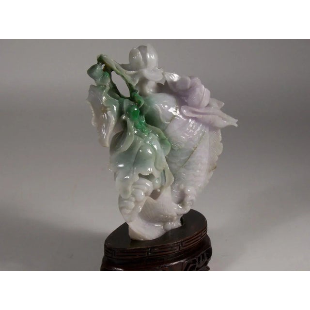 Chinese Vintage White Green Lavender Jade Jadite Chinese Fish Carving For Sale - Image 3 of 9