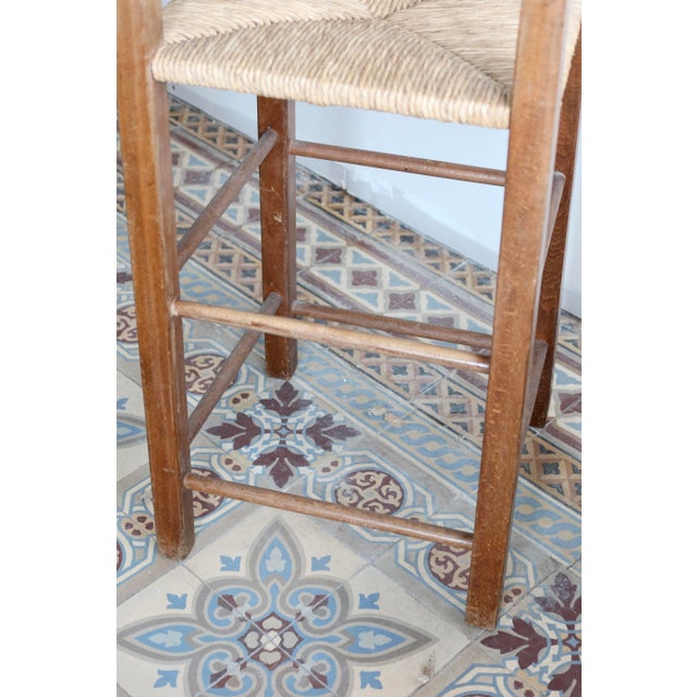 1980s Vintage Wooden Children's High Chair with Straw Seat, 1980s For Sale - Image 5 of 9