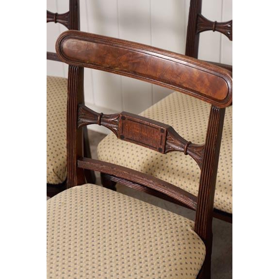 Set of 6 | English Victorian Mahogany Dining Chairs With Newly Upholstered Tiny Blue Dot Fabric For Sale In Charleston - Image 6 of 8