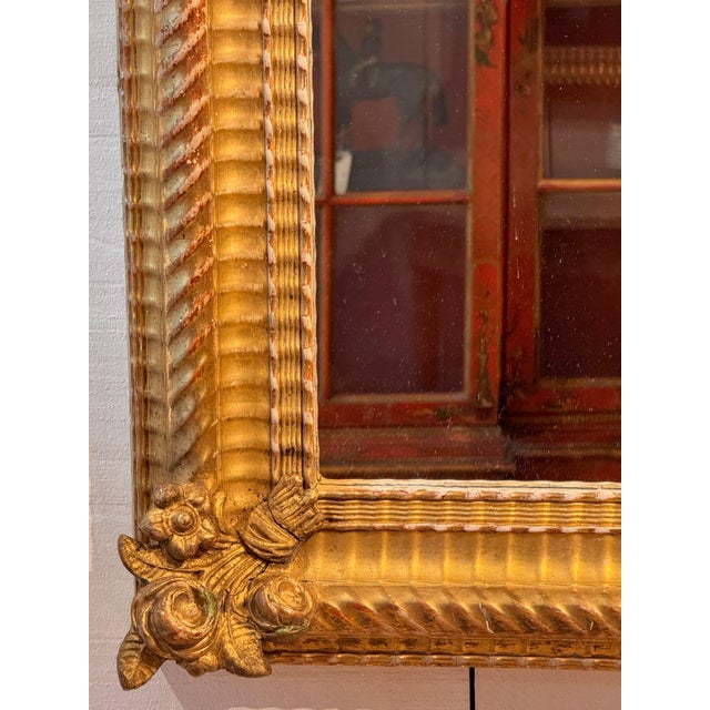 French Louis XVI Giltwood Mirror With Floral Corners For Sale - Image 3 of 6