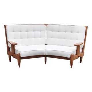 1960s Modernist Oak Sofa Designed by Guillerme et Chambron For Sale