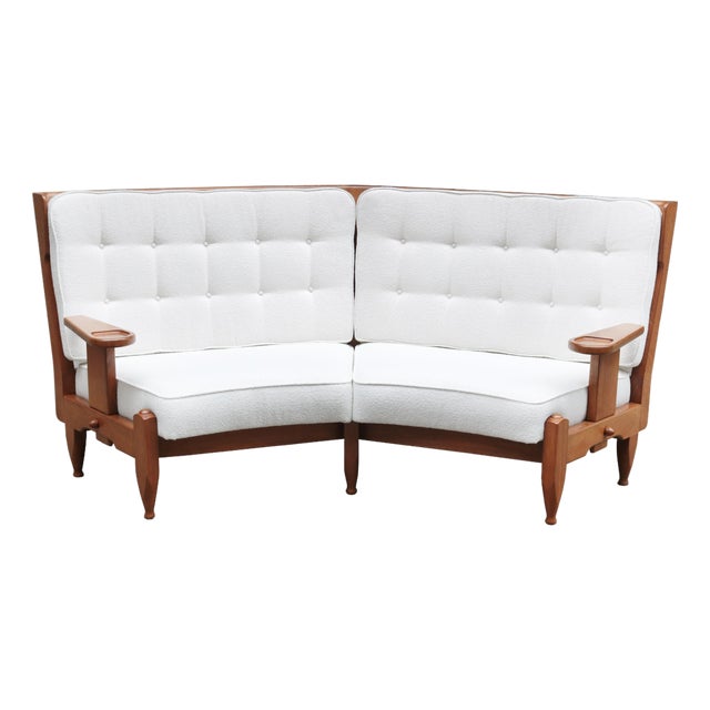 1960s Modernist Oak Sofa Designed by Guillerme et Chambron For Sale