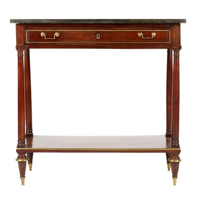French French Louis XVI Mahogany Marble Top Console Table For Sale - Image 3 of 9