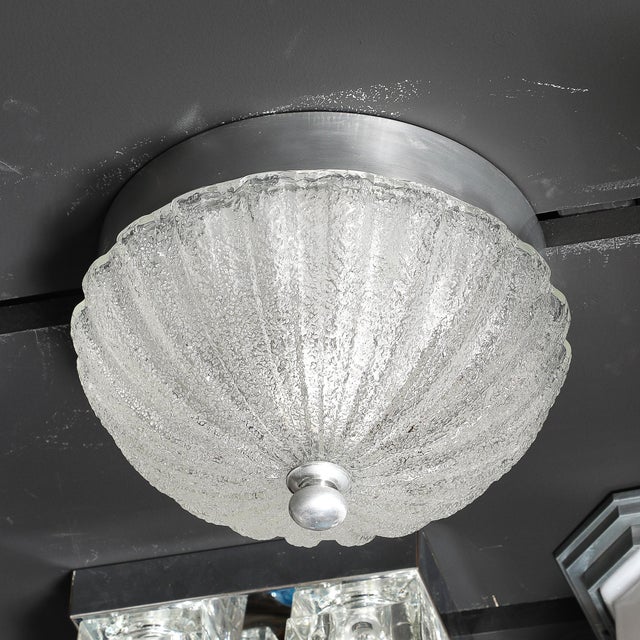 Pair of Mid Century Mottled & Fluted Murano Glass Flush Mount Chandeliers For Sale - Image 18 of 18