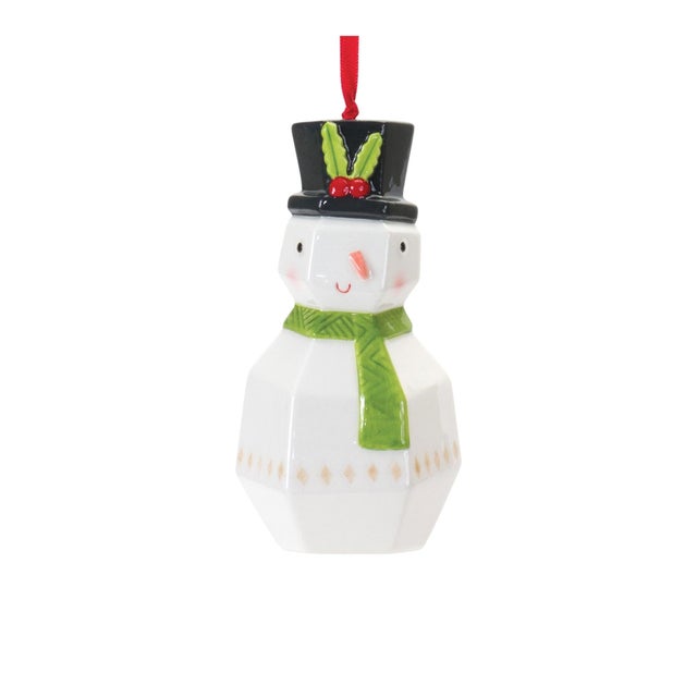 Modern Whimsical Santa and Snowman Ornament (Set of 6) For Sale - Image 3 of 5
