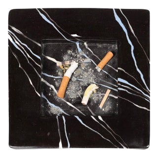 Vintage Gilbert Kulish Trompe l'Oeil Ceramic Ashtray Sculpture, Circa 1990, Artist Signed For Sale