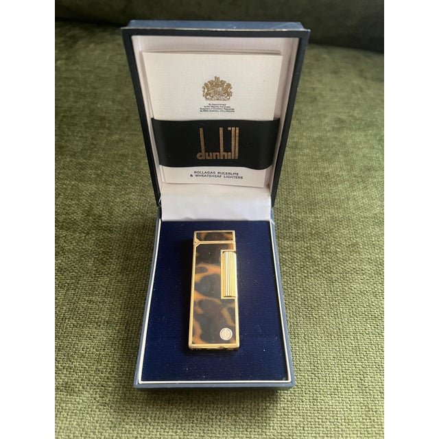 Vintage Dunhill Gold Plated Rare Cognac Marble Lacquer Lighter Original Case For Sale - Image 13 of 18