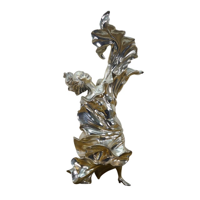 Large vintage Italian Art Nouveau statue / sculpture featuring a woman dancing in billowing fabric. Cast in resin and clad...