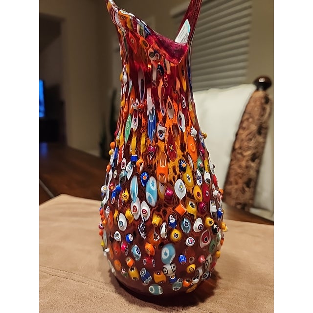 Mid-Century Modern Authentic Murano Glass Millefiori Vase-Signed Imperio Rossi-Certifued #033 For Sale - Image 3 of 6