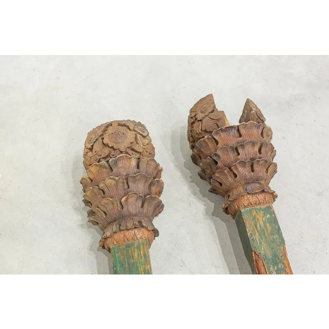 Indonesian Wood Columns, 1900s, Set of 2 For Sale - Image 5 of 9