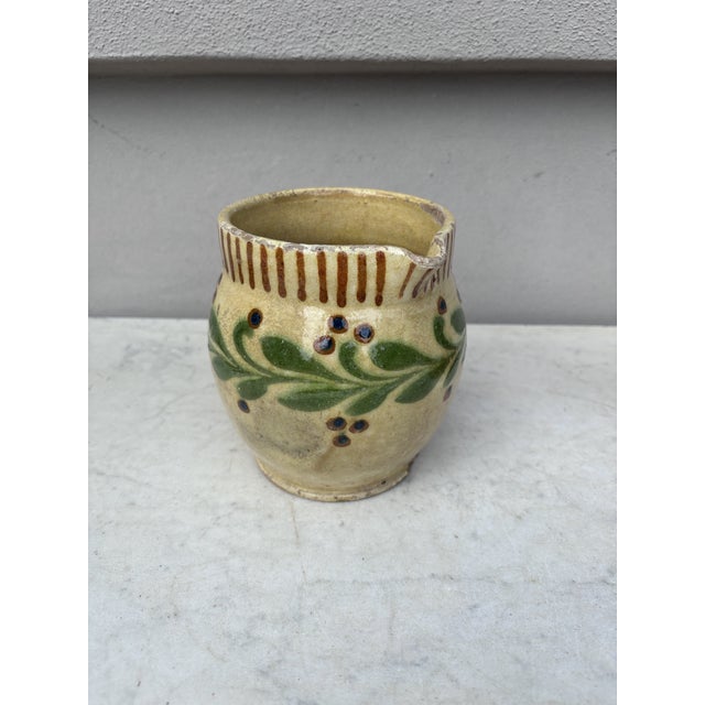 French Country French Pottery Pitcher Savoie With Leaves , Circa 1890 For Sale - Image 3 of 6