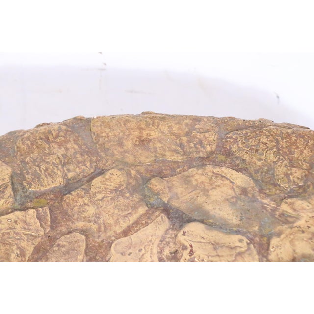Brutalist Faux Gold Gilt Side Table With Textured Surface C. 1970's For Sale - Image 9 of 11