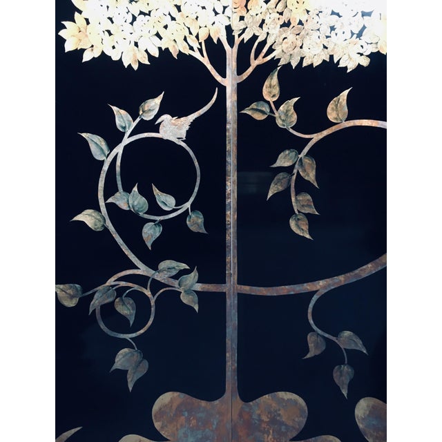 Asian Art Deco Revival Black and Gold Leaf Room Divider, 1980s For Sale - Image 10 of 18
