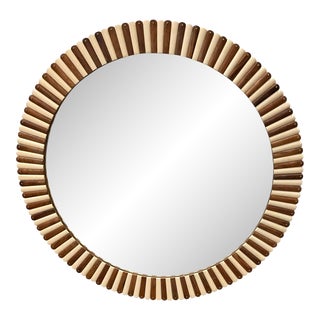 Currey & Co. Modern Fluted Muse Round Wall Mirror For Sale