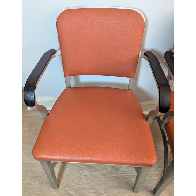 Mid 20th Century Mid-Century Goodform Aluminum & Terracotta Vinyl Arm Chairs - A Pair For Sale - Image 5 of 14