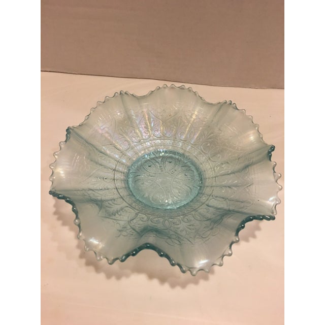 Vintage Northwood Carnival Glass Hearts & Flowers Ruffled Bowl For Sale - Image 10 of 10