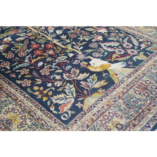 Textile Hand Knotted Persian Tabriz Wool & Silk Rug For Sale - Image 7 of 12