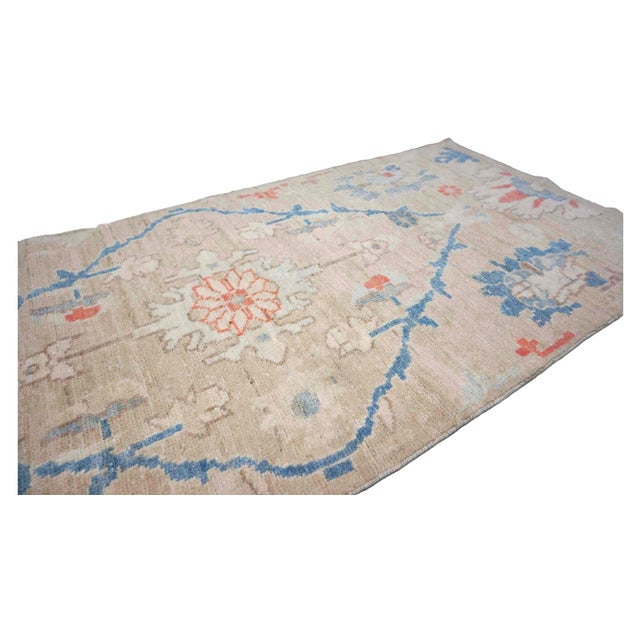 21st Century Turkish Oushak 3X12 Beige, Slate Blue, Ivory & Orange Handmade Runner Rug #1144198 For Sale In Houston - Image 6 of 12