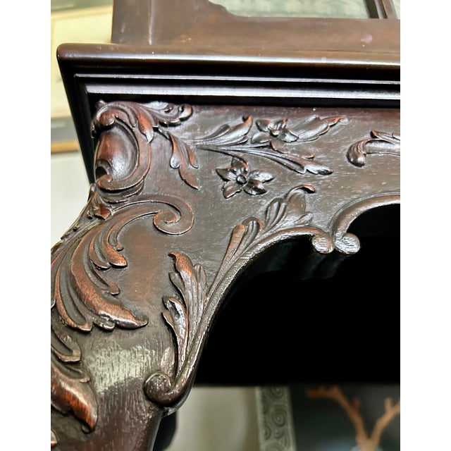 Wood Carved Mahogany Vitrine Display Cabinet For Sale - Image 7 of 16