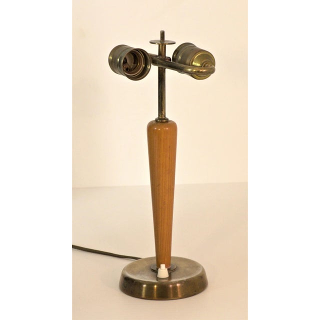 Swedish Grace Period Brass and Oakwood Table Lamp by Böhlmarks, 1920s For Sale - Image 9 of 13