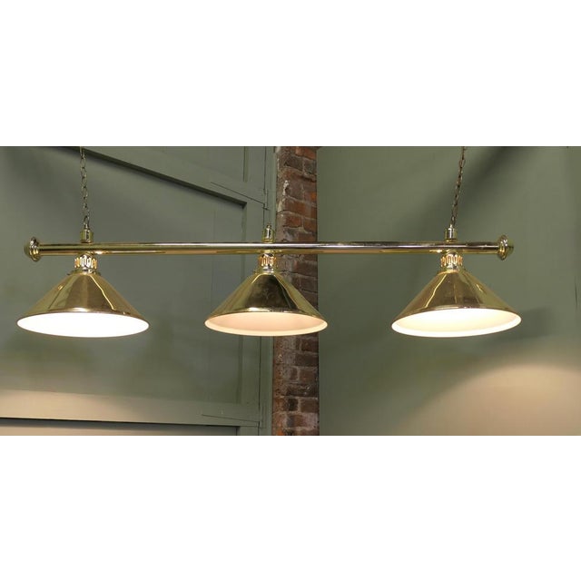 Large Vintage Brass Triple Dining Table Light, 1960 For Sale - Image 3 of 8