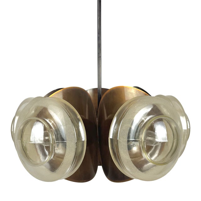 Brutalist Copper Pendant Light, 1970s For Sale