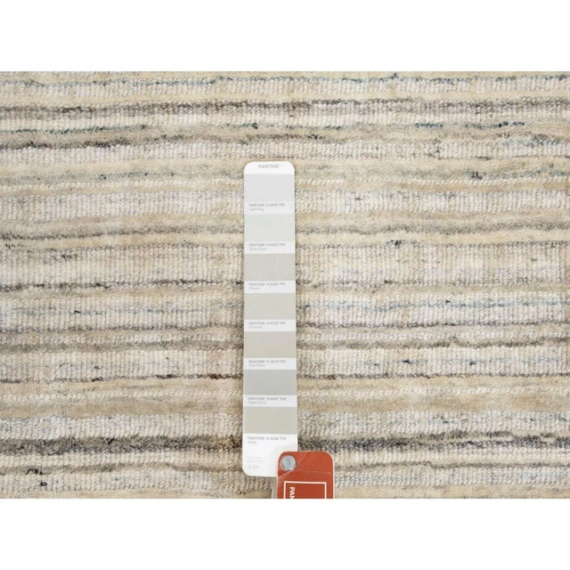 2010s Beige Hand Loomed Organic Wool Modern Runner Oriental Rug For Sale In New York - Image 6 of 9