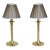Pair of Stiffel Brass Table Lamps & Shades Mid-Century Modern American 1990 For Sale