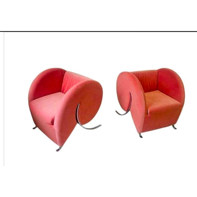 Metal Pair of Vintage Virgola Chairs Attributed to Yaakov Kaufman for Arflex For Sale - Image 7 of 14
