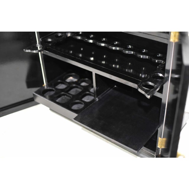 Mid Century Chinoiserie Altar Mother of Pearl Flip Top Liquor Bar For Sale - Image 10 of 12